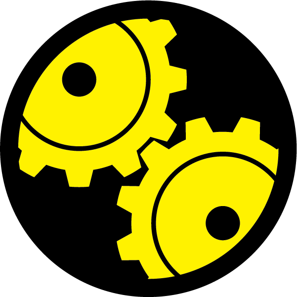 Sample engagement of drive mechanism symbol on dark background