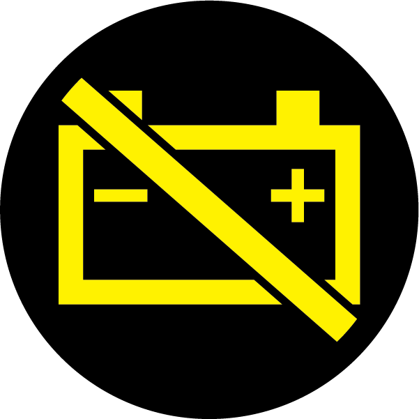 Symbol to indicate battery isolation switch on dark background