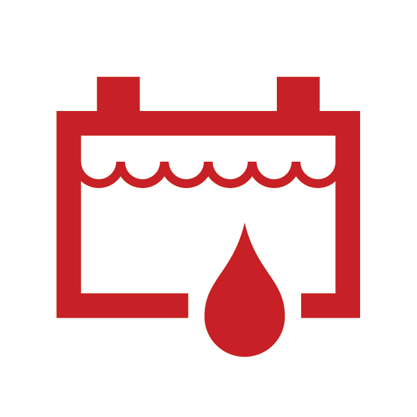 Symbol to indicate spillable battery on white background